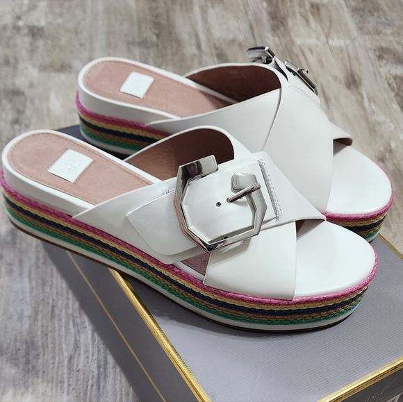 Louise et Cie Lo-Cassia Optic White Smooth Calf Platform Wedge Women's Size 6M